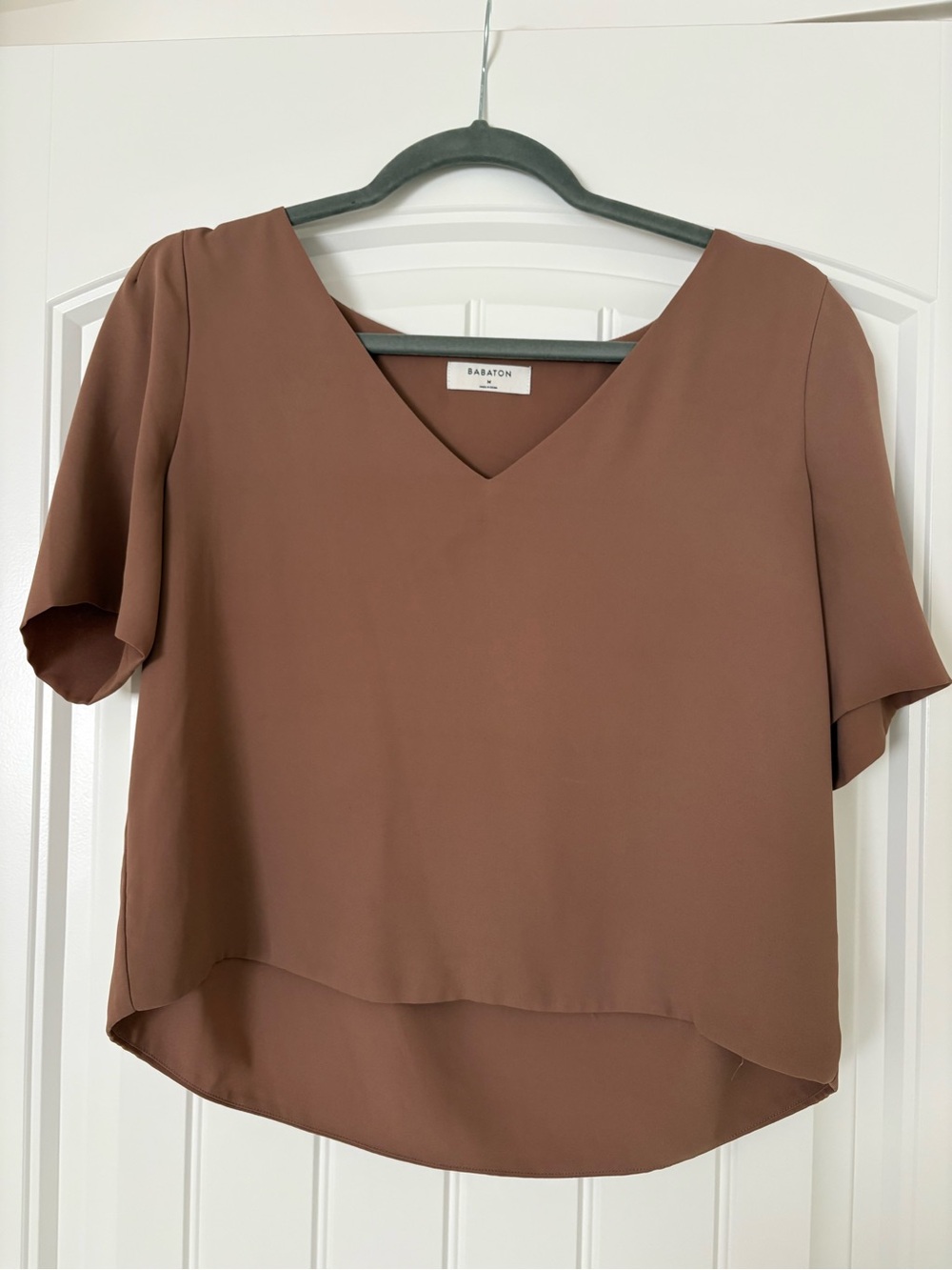 Babaton Brown V-Neck Top